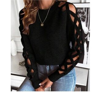 Cozy Criss Cross Long Sleeve Loose Fit Sweater Top